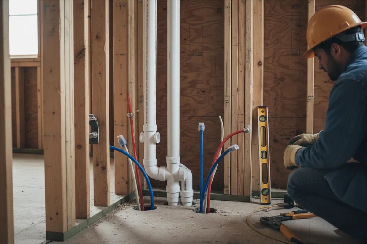 Drain and supply rough-in during Garbage Disposal Repair in Roscoe